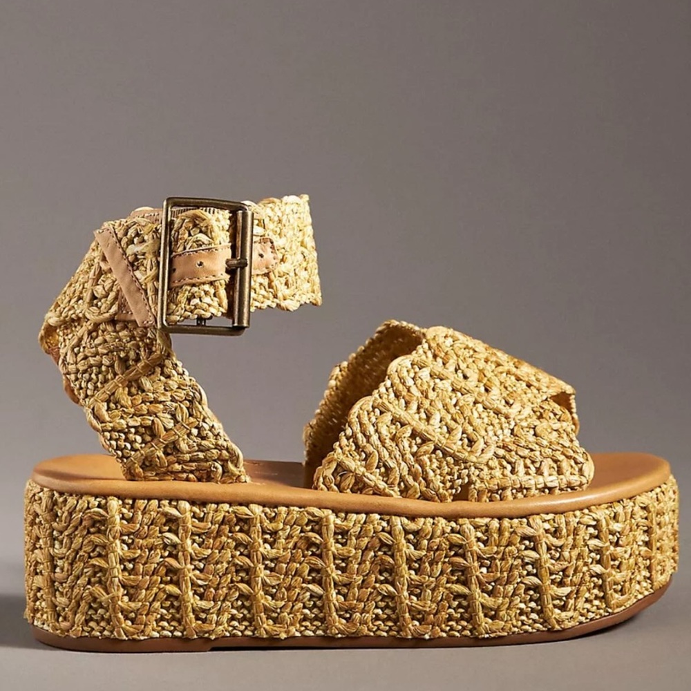 SCHUTZ Woven Platform Sandals. Size 37. EUC.